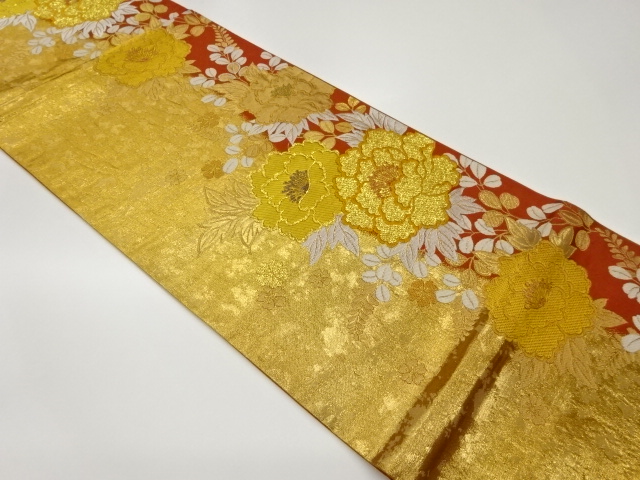 JAPANESE FUKURO OBI / WOVEN FLORAL PLANTS